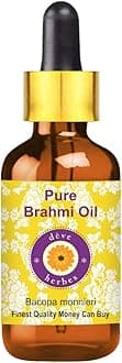 Deve Herbes Brahmi Oil (Bacopa monnieri) with Glass Dropper | Infused | Pure | Non-Sticky | Lightweight | For Hair Care Routines | Men & Women | Traditional Use | Natural | 10ml