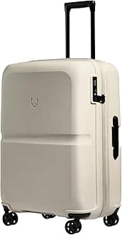 Single Stripe Hardside Luggage 26 Inch Checked-Medium Suitcase - Durable, Lightweight & Expandable, 4 Spinner Wheels - Adjustable Handle, TSA Lock - Taupe