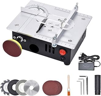 Mini Table Saw - 5000 RPM, 0.1-15 mm Adjustable Saw Blade Height, 7 Speed Levels - Multifunctional Table Saw for Precise Woodwork - Small Table Saw (60-63 mm Saw Blade)