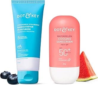 Ceramides & Hyaluronic Skin Barrier Repair + Face Cream-100g & Dot & Key Watermelon Cooling Sunscreen Spf 50 Pa+++ - 50g | For Normal Skin | Skin Care Combo | For Women & Men