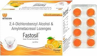 Fastosil Orange Lozenges Sore for throat (80 Lozenges) | Orange Flavour | Quick Relief from Sore Throat, Itchy Throat and Scratchy Throat | Anti Septic | cold cough tablets | Anti bacterial | Family pack