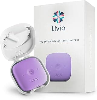 Livia Menstrual Pain Relief Device, Lavender - The Off Switch for Period Pain - Portable Unit with Stick-on Pads for Period Cramps - Rechargeable - Up to 12 Hours Battery Life - Complete Kit