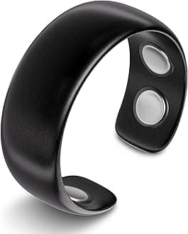 MagnetRX® Magnetic Ring - Elegant Stainless Steel Ring - Magnet Rings for Women & Men (Black, Size: 12)