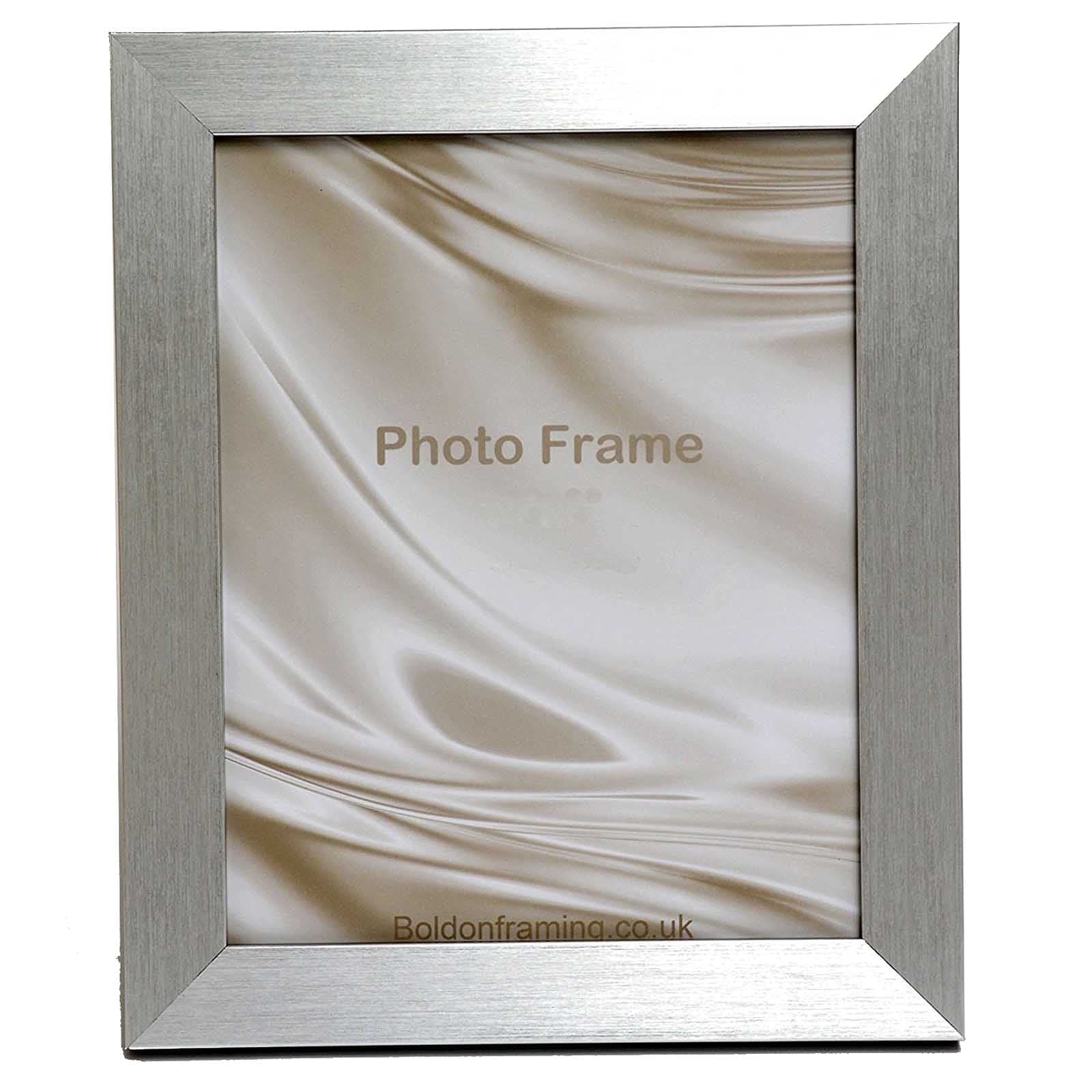 Boldon Framing Brushed Silver Photo Frame Picture Frames For Wall Hanging To Display Photos & Pictures. A2