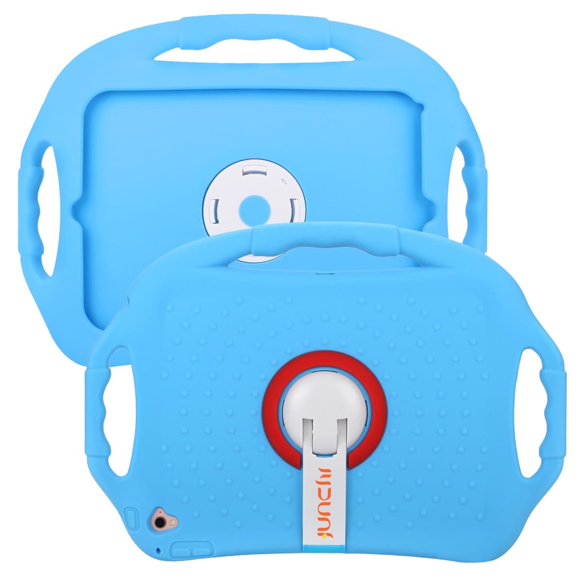 JUNCHI iPad Pro Case, Kids Shockproof Drop Proof Soft Silicone Portable Light Weight Handle Case Cover with 3 Carrying Handles for Apple iPad Pro 9.7 Inch Released in 2016 (Blue)