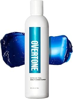 Overtone Daily Color Depositing Conditioner for Hair, Extreme Teal:Temporary Pigment with Shea, Coconut & Avocado Oils, Hydrating, Vegan & Cruelty-Free, All Hair Types, 8oz.