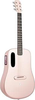 ME 4 Acoustic Electric Guitars Carbon Fiber Travel Smart Audio Guitar with 3.5 inch TouchScreen, HILAVA 2.0 System, Right-handed, FreeBoost 3.0, Airflow Bag (38INCH Pink)