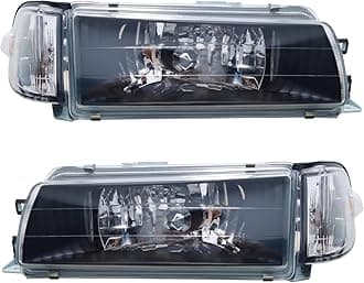 1 Pair Halogen Headlights Assembly Compatible with 1988 1989 1990 1991 1992 Toyota Corolla Sedan AE92-E90-EE90, Replacement Passenger&Driver Headlight Clear lens (LH+RH)