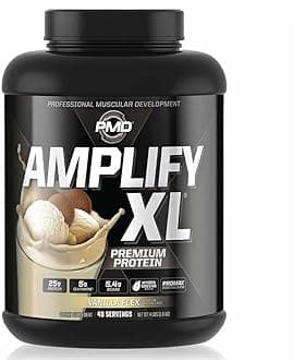 PMD Sports Amplify XL Premium Whey Protein Supplement Hydro Greens Blend - Glutamine and Whey Protein Matrix with Superfood for Muscle, Strength and Recovery - Vanilla Flex (48 Servings)