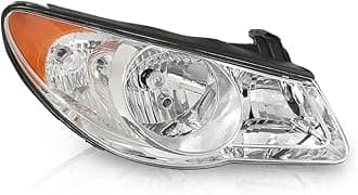 PIT66 Front Headlight Headlamp w/o Bulb Right Side Compatible with Hyundai Elantra 2007 2008 2009 2010 Clear Lens Chrome Houisng Amber Reflector