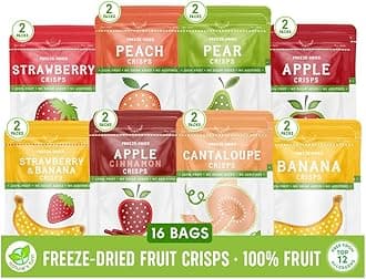 - Nature’s Turn Freeze-Dried Fruit Crisps –Healthy, Gluten-Free,Crispy & Delicious, Plant-Based Snack, Ideal for Cereal, Smoothies, School Lunches, & On-the-Go, Mega Variety Bags of 16 (0.53 oz Each)