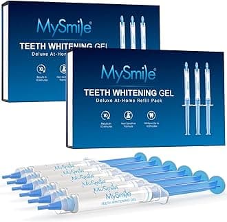 MySmile Teeth Whitening Gel Refills Pack, 6 Non-Sensitive Teeth Whitening Gel Syringes, Teeth Whitener Dental Grade Tooth Whitening Gel for Tray, 10 min Fast Result Whitening Teeth（Only Gel)