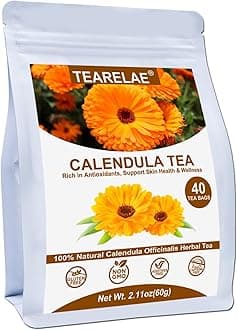 Premium Calendula Flowers Tea Bags - 1.5g x 40 Count - Natural Calendula Tea Cut & Sifted - Non-GMO - Caffeine-free - Digestion Support & Improve Skin Health