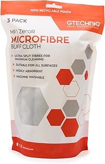 Gtechniq MF1 ZeroR Microfibre Cloth for Cars (3 Pack) | Soft Car Cleaning Cloth with Ultra Split Fibres, Machine Washable, 300gsm, 40x40cm