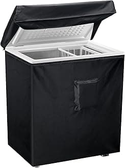 Luxiv Black Chest Freezer Cover - Waterproof, 40Lx25Wx35H, Zipper Pocket, Strap