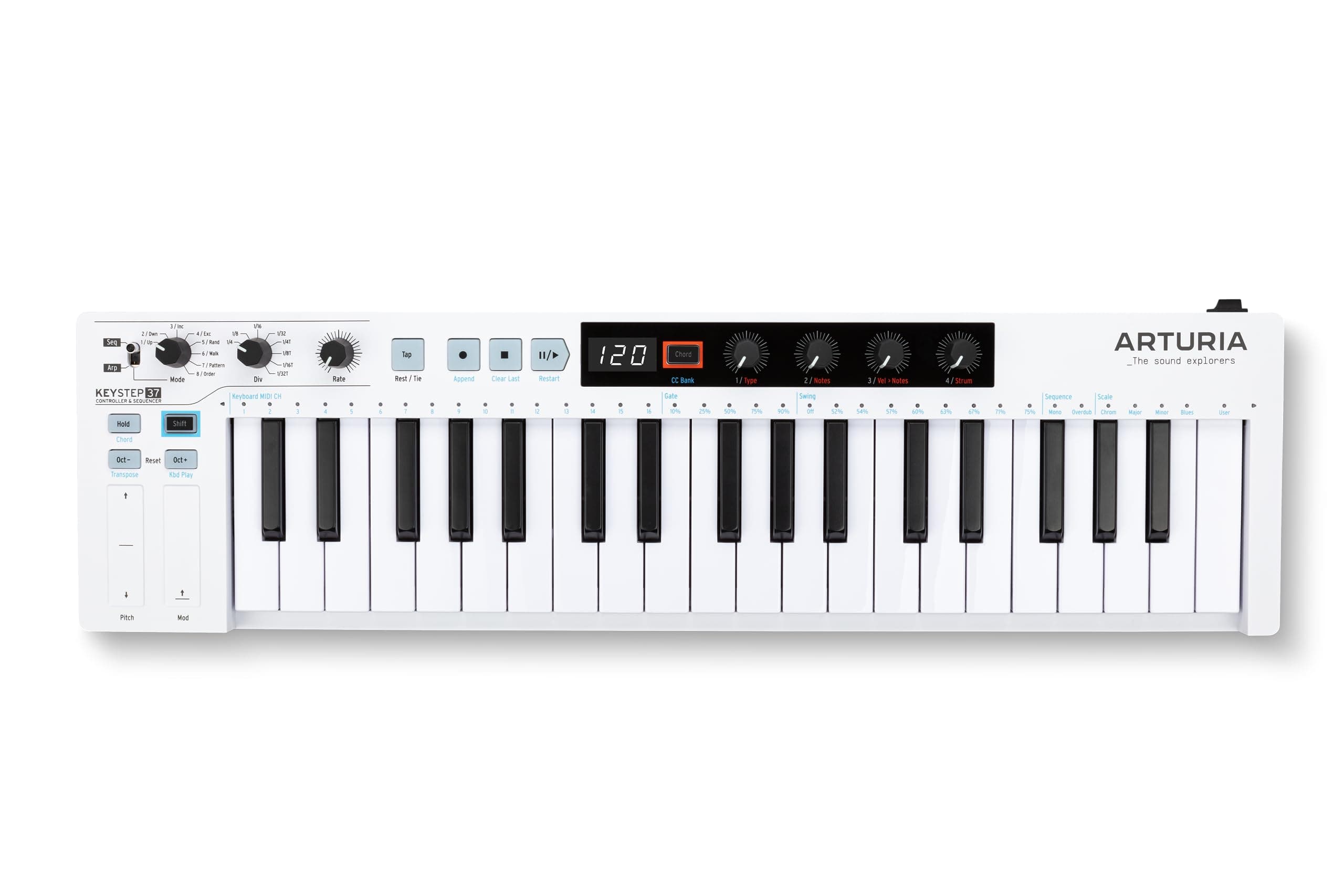 Arturia - Keystep 37 - Creative MIDI Controller, Sequencer, Arpeggiator and Chord Generator - 37-Note Slimkey Keyboard, Assignable MIDI CC Controls, Scale Mode, Versatile Connectivity
