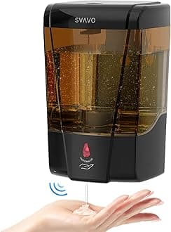 Automatic Soap Dispenser, Touchless Soap Dispenser, Soap Dispenser for Kitchen Sink, Bathrooms, Hospitals, Hotel and Restaurants, Sleek and Compact Design, 1L, White - SVAVO (Black)