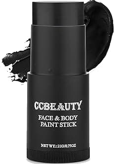 CCbeauty Black Face Paint Stick, Face Painting Kit, Full Coverage SFX Makeup Foundation, Professional Non-Toxic Body Paint for Halloween Costume Cosplay Party, Skeleton, Clown, Catrina Makeup