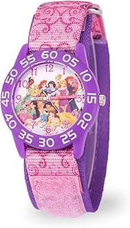 Girls Princess Watch Kids Pink Bezel Purple Nylon Strap Princess Watch Perfect for 4-7 Years Old Girls