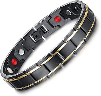 Ultra Strength Magnetic Bracelet - 3,500 Gauss Per Magnet -Magnetic Bracelets for Men Woman - Adjustable Length -Pulseras Magneticas (Black Gold)