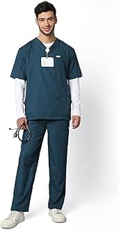 - Active Men's 5-Pocket Scrub Suit | Set of Top & Bottom | Half Sleeves | V Neck | Breathable Fabric | Comfortable | Durable | Uniform for Doctors, Nurses and Dentists