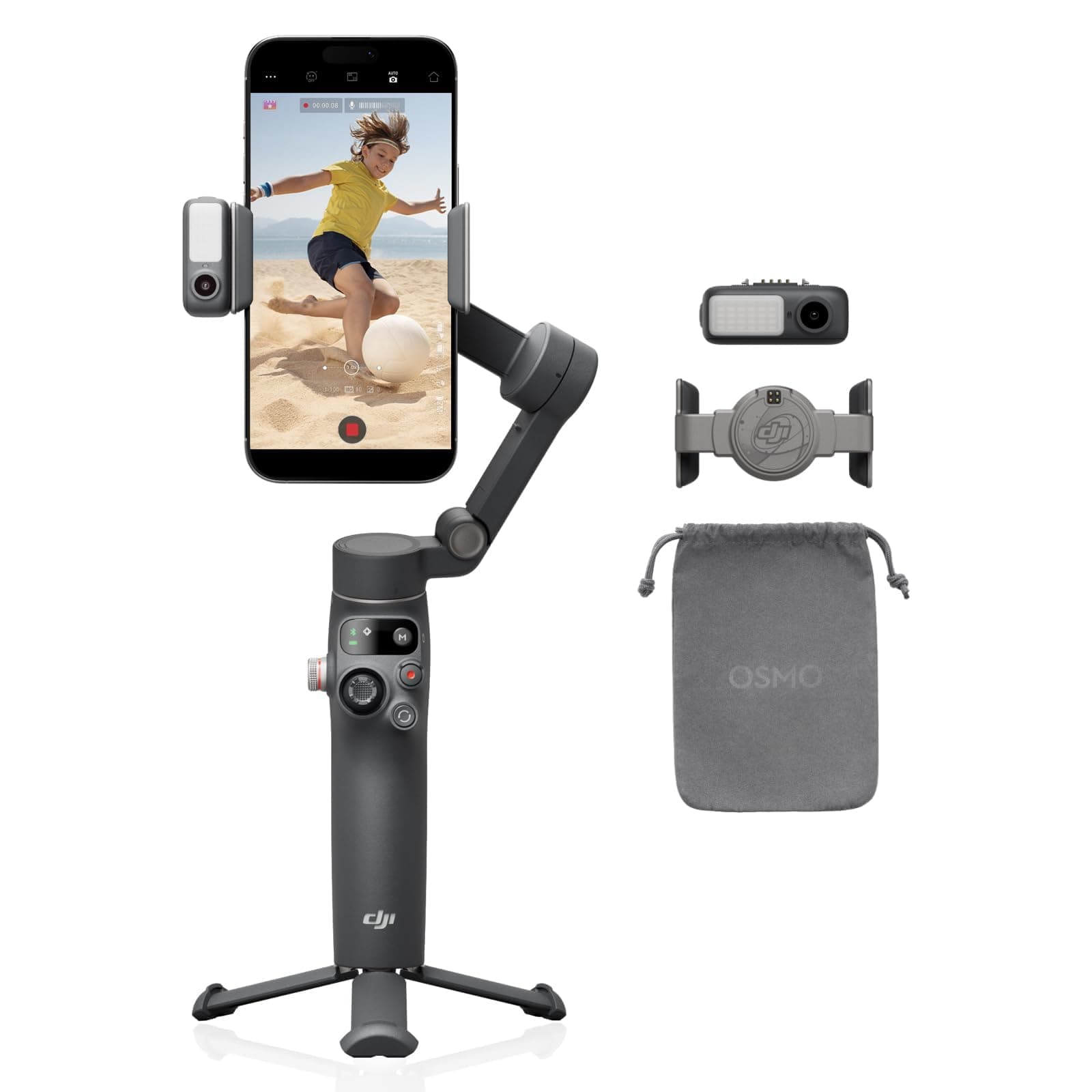 Smartphone Gimbal Osmo Mobile 7P Gimbal Stabilizer (iPhone/Android), Native Tracking, Lighting, 3-Axis Smartphone Gimbal, Quick Start One-Tap Editing, Built-in Extension Rod & Tripod, 10 Hours of