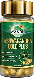 Ashwagandha Gold Plus, Made with Gold, Ashwagandha, Safed Musli, Shilajit & Other Ayurvedic Ingredients, Helps to Boost Stamina, Strengthens Immunity, 60 Caps
