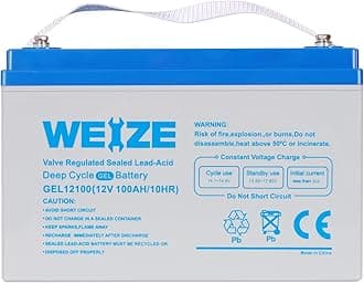 Weize 12V 100AH Deep Cycle GEL Battery Rechargeable for Solar, Wind, RV, Marine, Camping, Wheelchair, Trolling Motor and Off Grid Applications