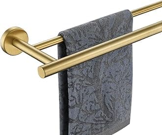 JQK Double Bath Towel Bar, Brushed Gold 30 Inch 304 Stainless Steel Thicken 0.8mm Towel Rail Rack for Bathroom, Towel Holder Wall Mount, 33 in Total Length, TB100L30-BG