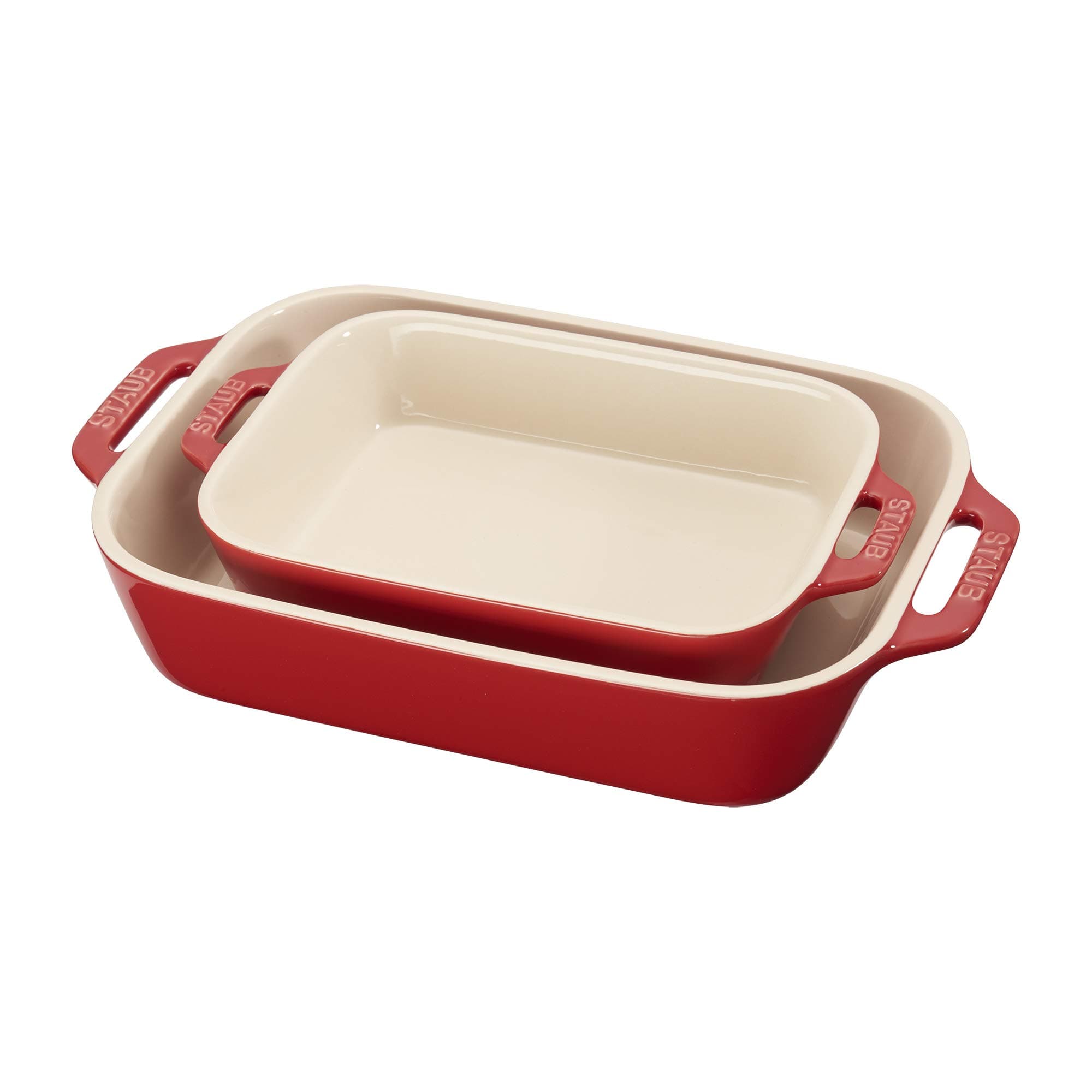 40508-627 Ceramics Rectangular Baking Dish Set, 2-Piece, Cherry