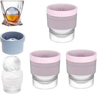Chiclify Ice Ball Maker Mold, Slow Melting Round Ice Cube Molds with Lids, Reusable Silicone Sphere Ice Mold Maker for Bourbon Whiskey, Cocktails, Easy To Demould and Clean (Pink,3PCS)