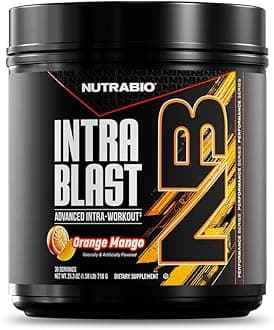 NutraBio Intra Blast Bcaa Powder Amino Acid Supplement, Electrolyte & Hydration Blend, Intra, Pre Workout & Muscle Recovery, 20g Eaa Amino Acids Powder, 5g Glutamine- Orange Mango, 30 Serving