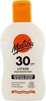 Malibu Sun SPF 30 Lotion, High Protection Sun Cream, Moisturising Body Lotion with Vitamin E and Aloe Vera, Water Resistant, 200ml