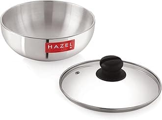 HAZEL Aluminium Kadai Without Handle | Aluminium Tasra Tasla Cookware with Glass Cover Lid, 4400 ML