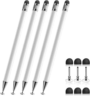 Bopomofo Stylus (5 Pcs), 2-in-1 Stylus Pen for Touchscreen, High Precision and Sensitivity, Suitable for iPhone/ipad/Android Tablets, Compatible with Touch Screens,White