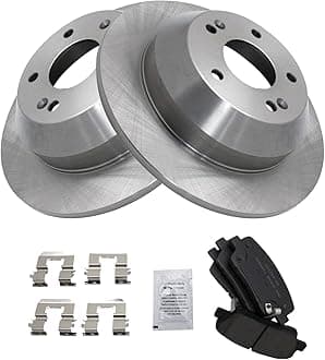 TRQ Rear Brake Pad & Rotor Kit Brake Pads Brake Rotor Ceramic Compatible with 2010-2016 Hyundai Santa Fe 2013-2016 Santa Fe Sport 2011-2014 Kia Sorento