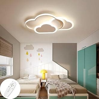 GUANSHAN3D Ceiling Light Led Creative Clouds Intelligent Regulation Stepless Dimming Ceiling Lamp Lighting for Boys Girls Bedroom Kindergarten with Remote Control, 32W