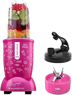 Wonderchef Nutri-blend GO, 22000 RPM 100% Full Copper Motor, 1 Unbreakable Jar, 400 W, 2 Year warranty by Wonderchef, Recipe book by Chef Sanjeev Kapoor, Pink