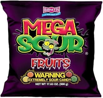Mega Sour Candy Fruits 500g - Trendy Sweet Bags - Traditionally Handmade Sweets - Sour Coating Lasts 20 Seconds - Candies for Party Bag, Gift Hamper, or Hamper Box