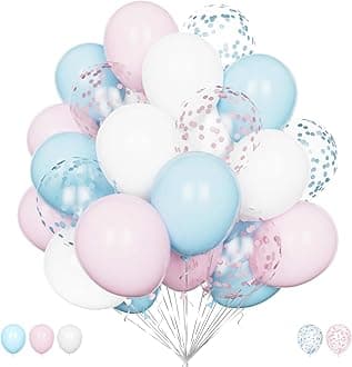 Pink and Blue Baby Shower Balloons Set - 20Pcs 12 Inch Gender Reveal Pack With White Confetti Latex for Birthday, Wedding, Anniversary Party Decoration