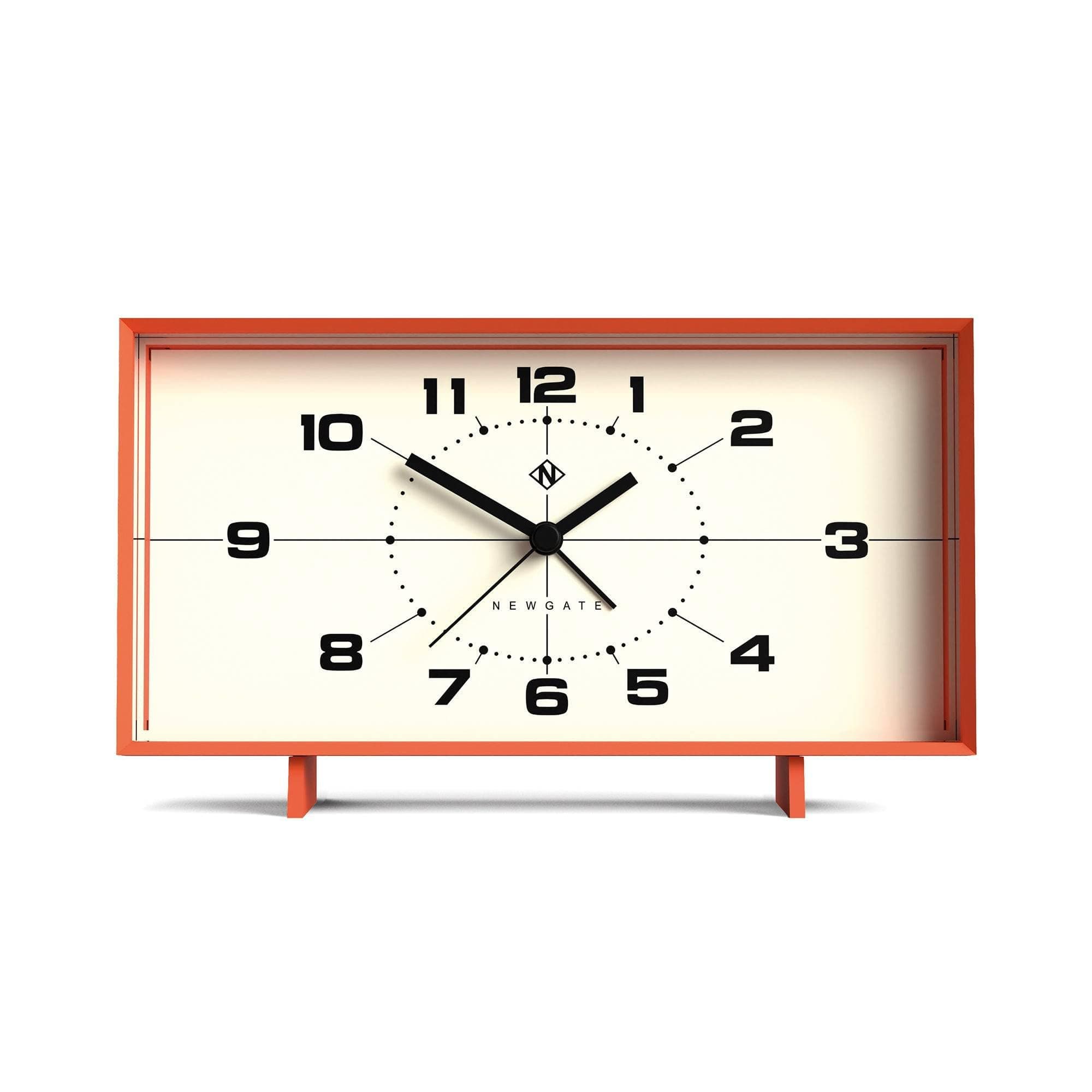 Wideboy Alarm Clock | Rectangular Retro Design | Pumpkin Orange | Mid Century dial | Ideal for Bedside, Desk, Mantel or Shelf | Retro Bedroom & Office Accessory