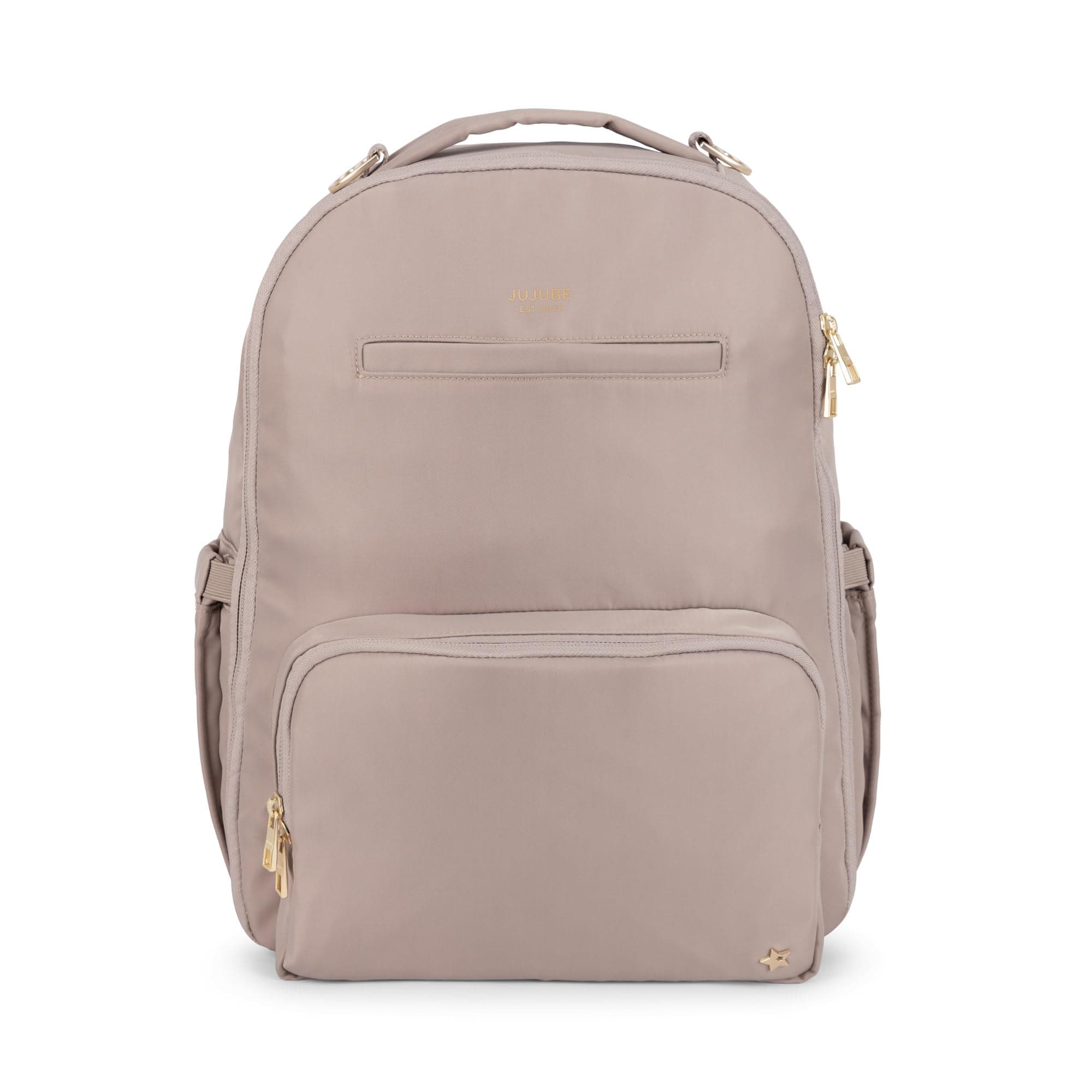 JuJuBe New Classic Diaper Bag Backpack with Portable Changing Pad, Stroller Straps, Large Travel Backpack for Boy or Girl, Carrying Baby Bottles, Wipes, Diapers, Pacifiers, Taupe, Mother's Day Gift