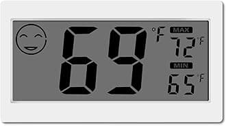 Digital Thermometer Indoor Hygrometer Room Temperature Monitor Humidity Gauge with Big Screen Stand Wall Hanging Magnet Greenhouse House Kitchen Car