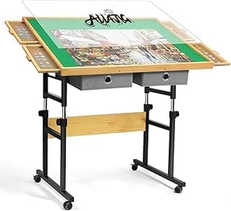 ALL4JIG 1500 Piece Adjustable Jigsaw Puzzle Board for Adults, 35.4"x26.4" Multi-Functional Puzzle Board with 4+2 Drawers & Protective Cover, 45-Degree Any-Angle Tilt for Work, Exercise & Leisure