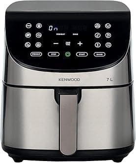 KENWOOD Digital Air Fryer XXXL 7L 2.8KG 1800W with Max Crisp Function, Recipe Book, Rapid Hot Air Circulation for Frying, Grilling, Broiling, Roasting, Baking and Toasting HFM80.000SS Silver/Black