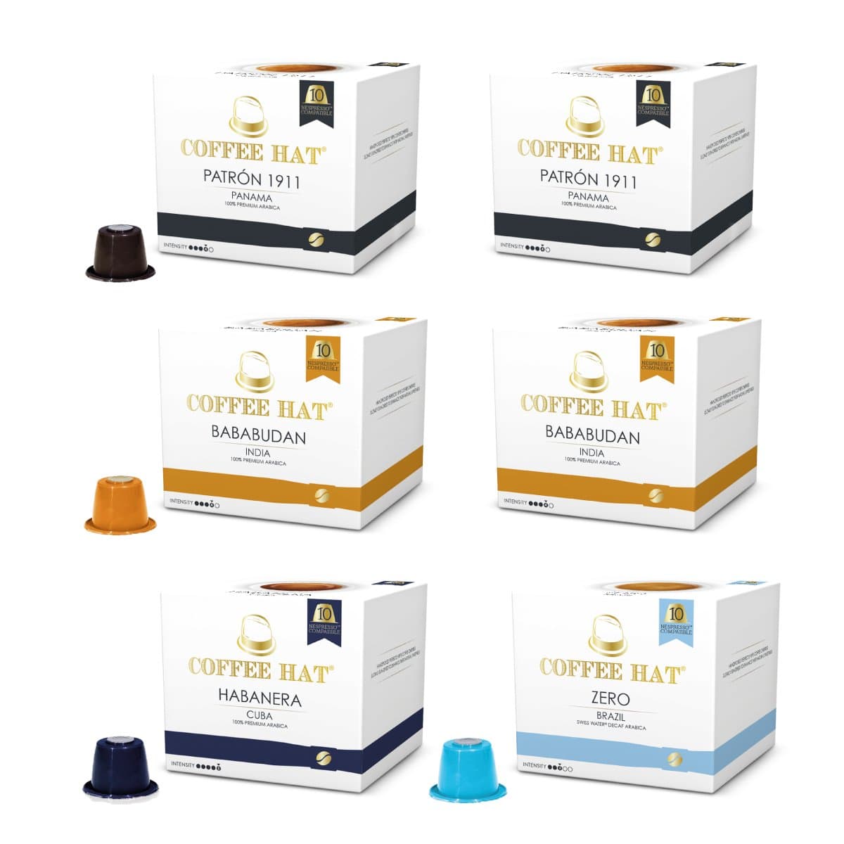 COFFEE HAT - TASTING BOX - Pack 60 Capsules Nespresso Compatible