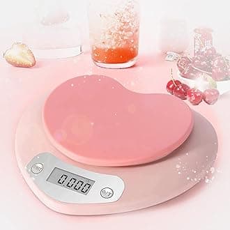 YRY Pink Kitchen Scale - Large LCD, Tare Function, 11 lbs Capacity, 0.03 oz Precise Graduation - Perfect Food Scale for Baking & Cooking, ML & Oz Unit for Liquids and Solids (Pink 5kg/1g)