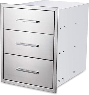 20" W x 27" H x 23" D Outdoor Kitchen Drawers Stainless Steel Triple Drawer