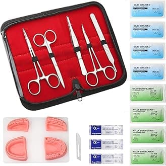 Dental Suture Practice Kit Suture Training 18 Pcs Set Including 4 Different Soft Silicone Suture Pads for Dentist Practice