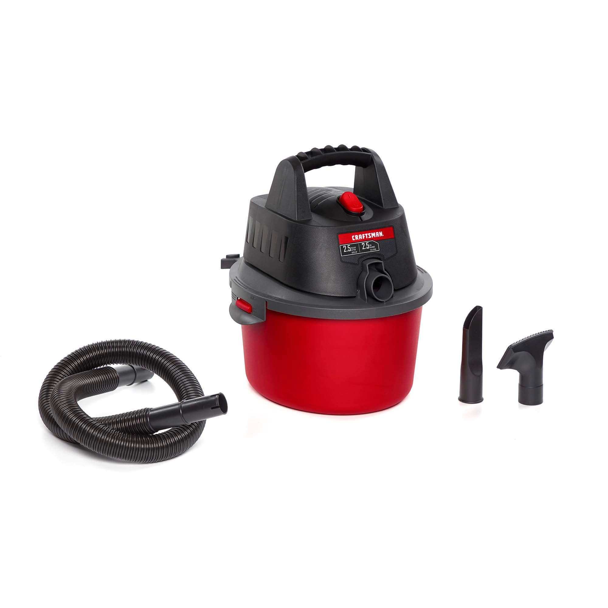 CRAFTSMAN CMXEVBE17250 2.5 Gallon 2.5 Peak HP Wet Dry Vac, Portable Shop Vacuum Wet and Dry with Filter Bag, Hose and Attachments for Cleaning in the Home